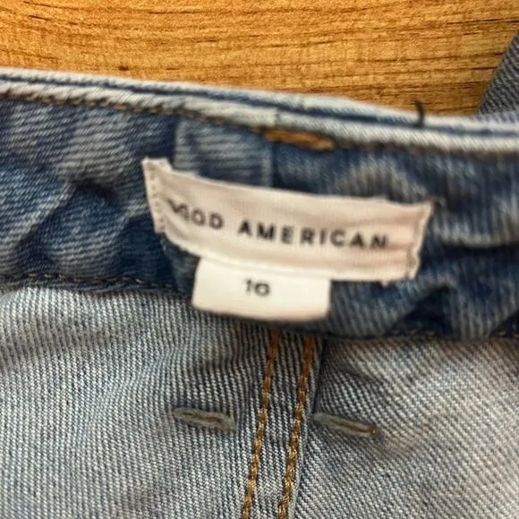 Good American Womens Blue Denim Skinny Jeans Distressed 5 Pocket Design Size 16