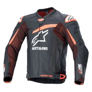 GP Plus R v4 Rideknit Leather Jacket Black/Red Fluoro/White 48
