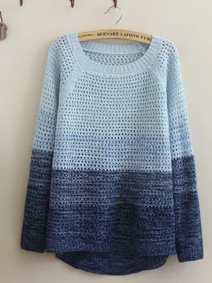 gradient mesh knit sweater