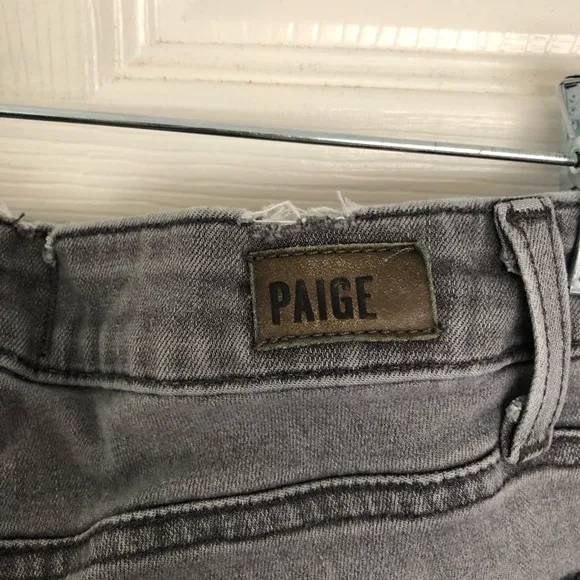 Grey Paige Verdugo Ultra Skinny Distressed Jeans Size 25