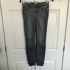 Grey Paige Verdugo Ultra Skinny Distressed Jeans Size 25