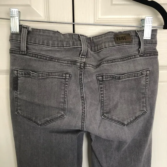 Grey Paige Verdugo Ultra Skinny Distressed Jeans Size 25