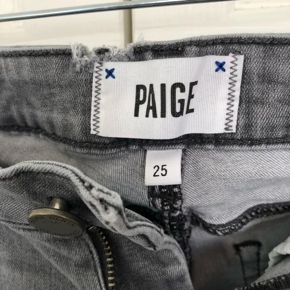 Grey Paige Verdugo Ultra Skinny Distressed Jeans Size 25