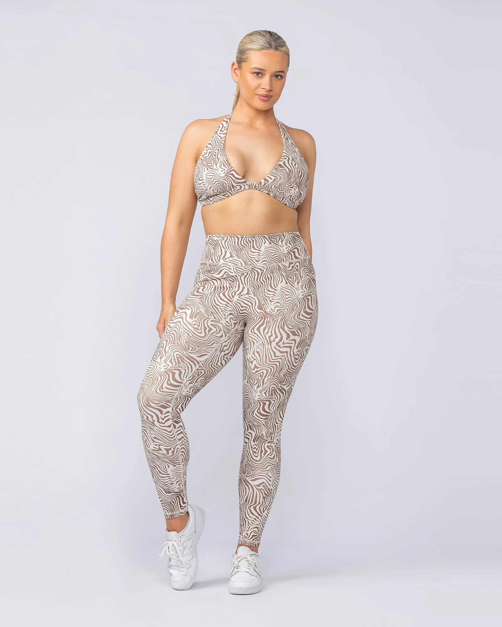 Halter Rib Bralette - Cinnamon Zebra