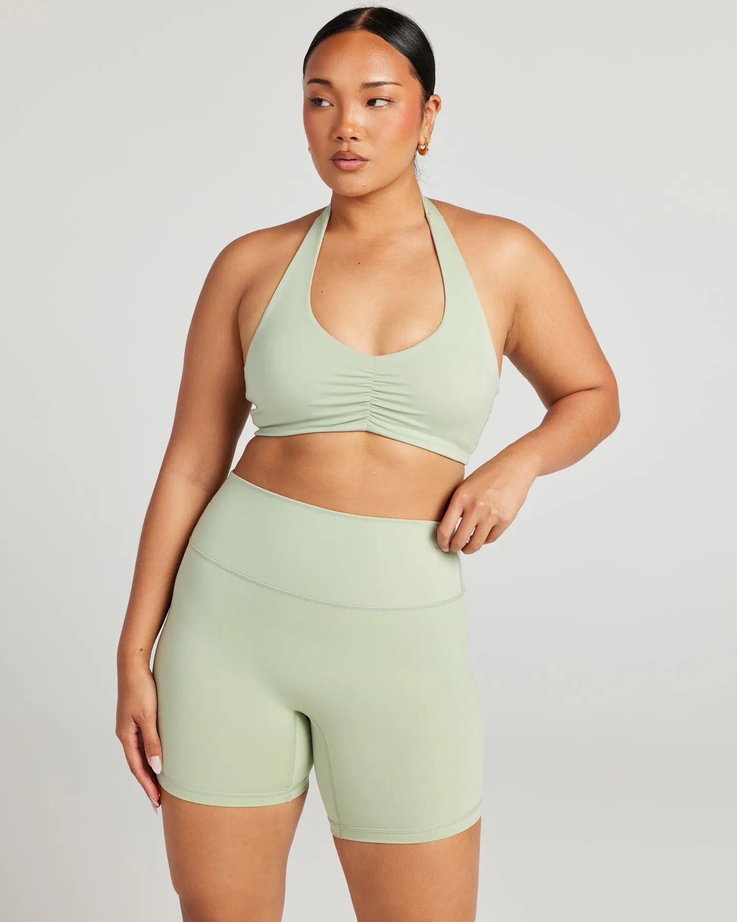 Halter Scrunch Bra - Light Sage
