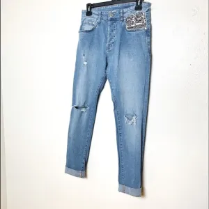 H&amp;M Distressed Denim Jeans Pant. Blue. Sz 28/32.