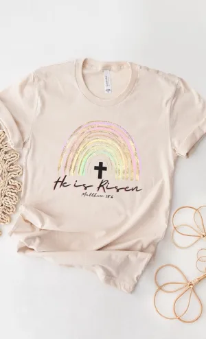He Is Risen Glitter Rainbow PLUS SIZE Graphic Tee