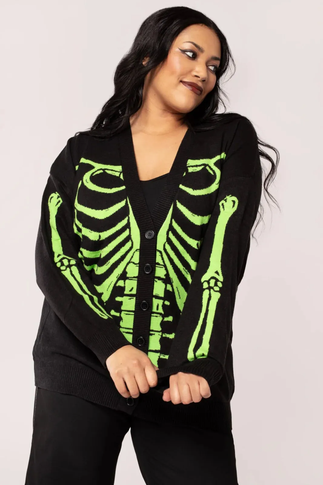Hell Bunny Skeleton Cardigan Green