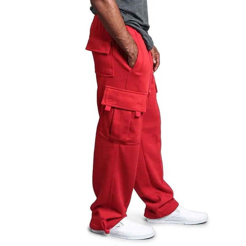 Herren-Sweatpants Lange Hosen Lockerer Sportfit Jogginghose Sweatpocket Cargo-Hose Plus-Size