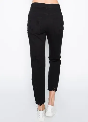 High Waist Distressed Vintage Mom Style Relaxed Fit Denim Jeans