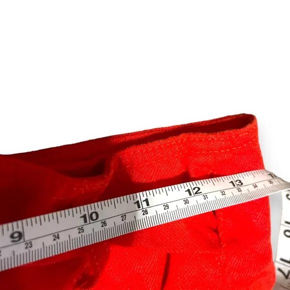 Holding Horses Anthropologie Red Linen Midi Ruffle Wrap Skirt SZ 0