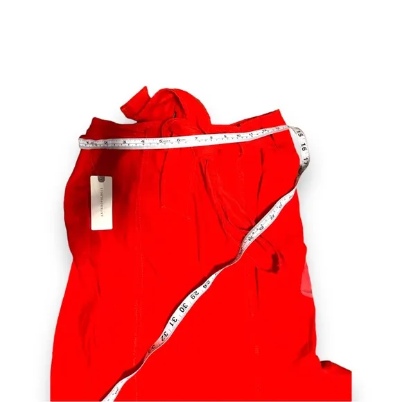 Holding Horses Anthropologie Red Linen Midi Ruffle Wrap Skirt SZ 0