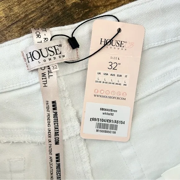 House of CB Siren Distressed Low Rise Skinny Jeans in White sz L / 32