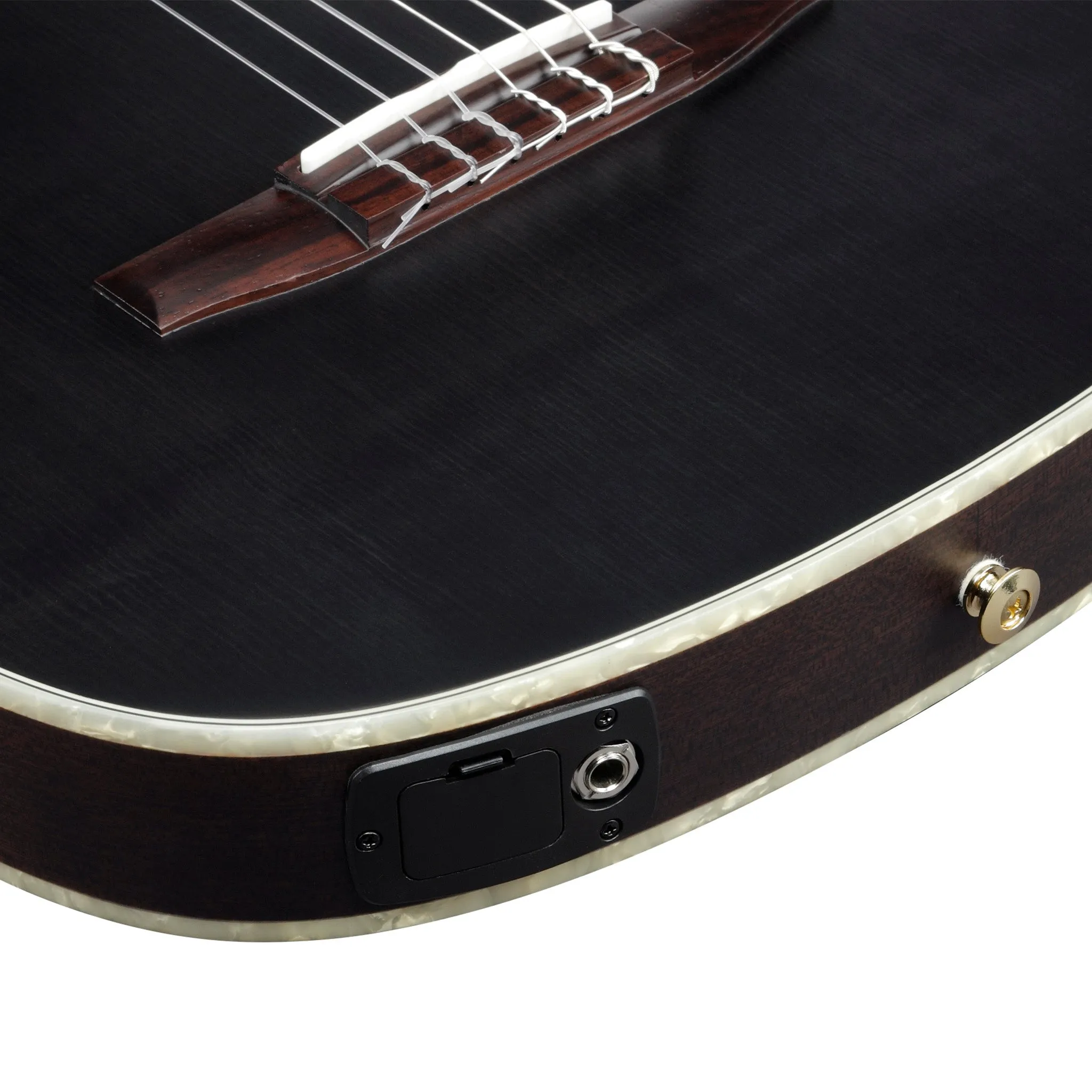 Ibanez TOD10NL-TKF Left-Handed Tim Henson Signature Nylon String Guitar, Transparent Black Flat