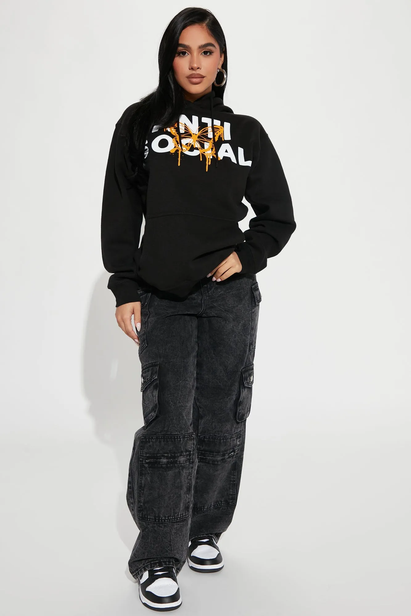 I'm Not Social Oversized Hoodie - Black