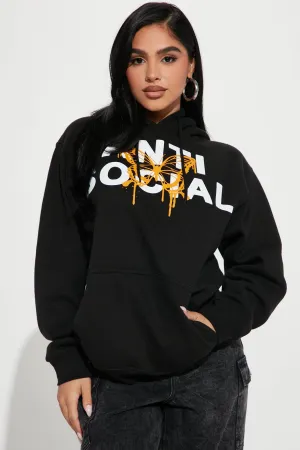 I'm Not Social Oversized Hoodie - Black
