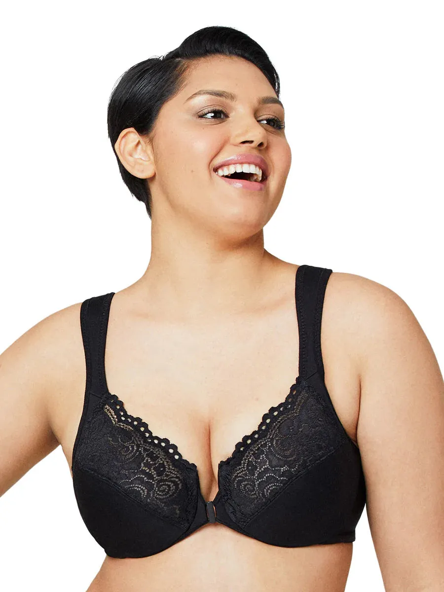In Stock Glamorise Bra 1245 - Wonderwire Front Close Bra - Black
