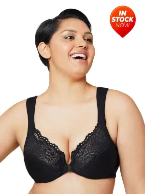 In Stock Glamorise Bra 1245 - Wonderwire Front Close Bra - Black