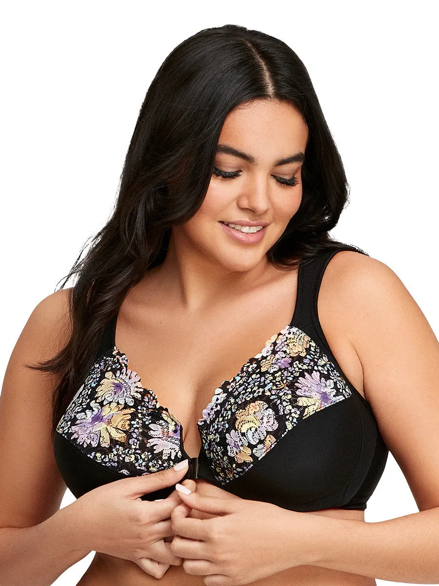 In Stock Glamorise Bra 1245 - Wonderwire Front Close Bra - Floral