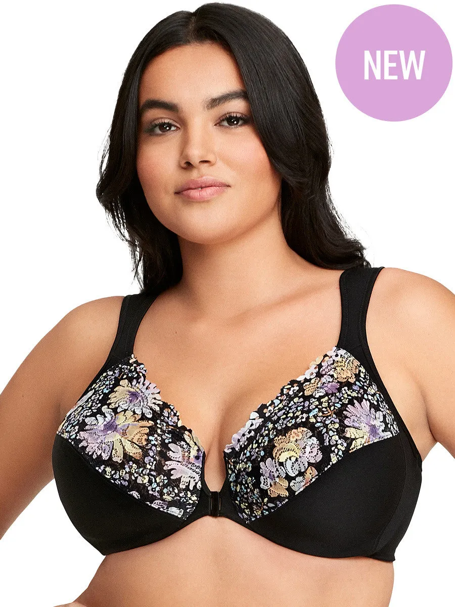 In Stock Glamorise Bra 1245 - Wonderwire Front Close Bra - Floral
