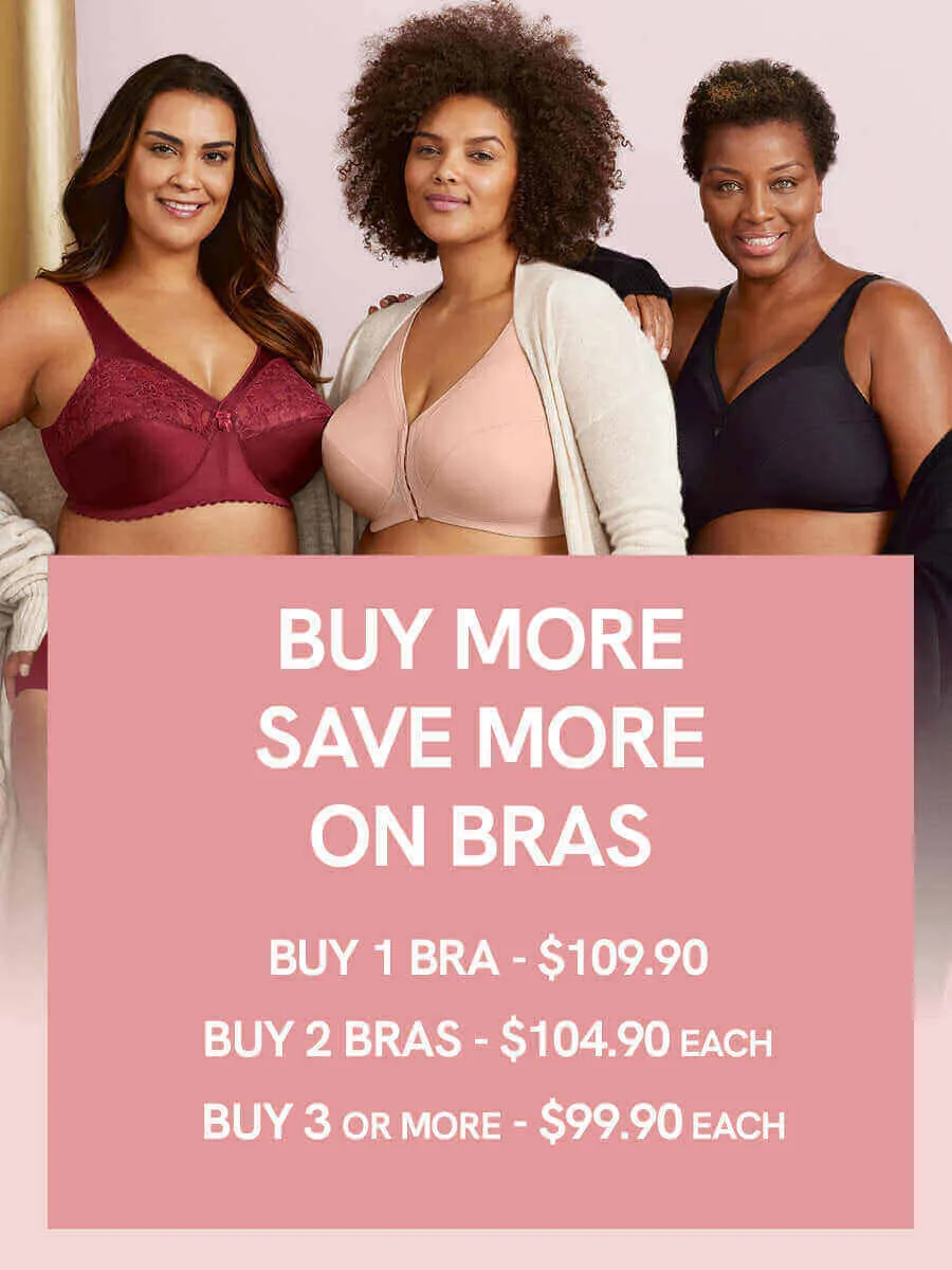 In Stock Glamorise Bra 1245 - Wonderwire Front Close Bra - Floral