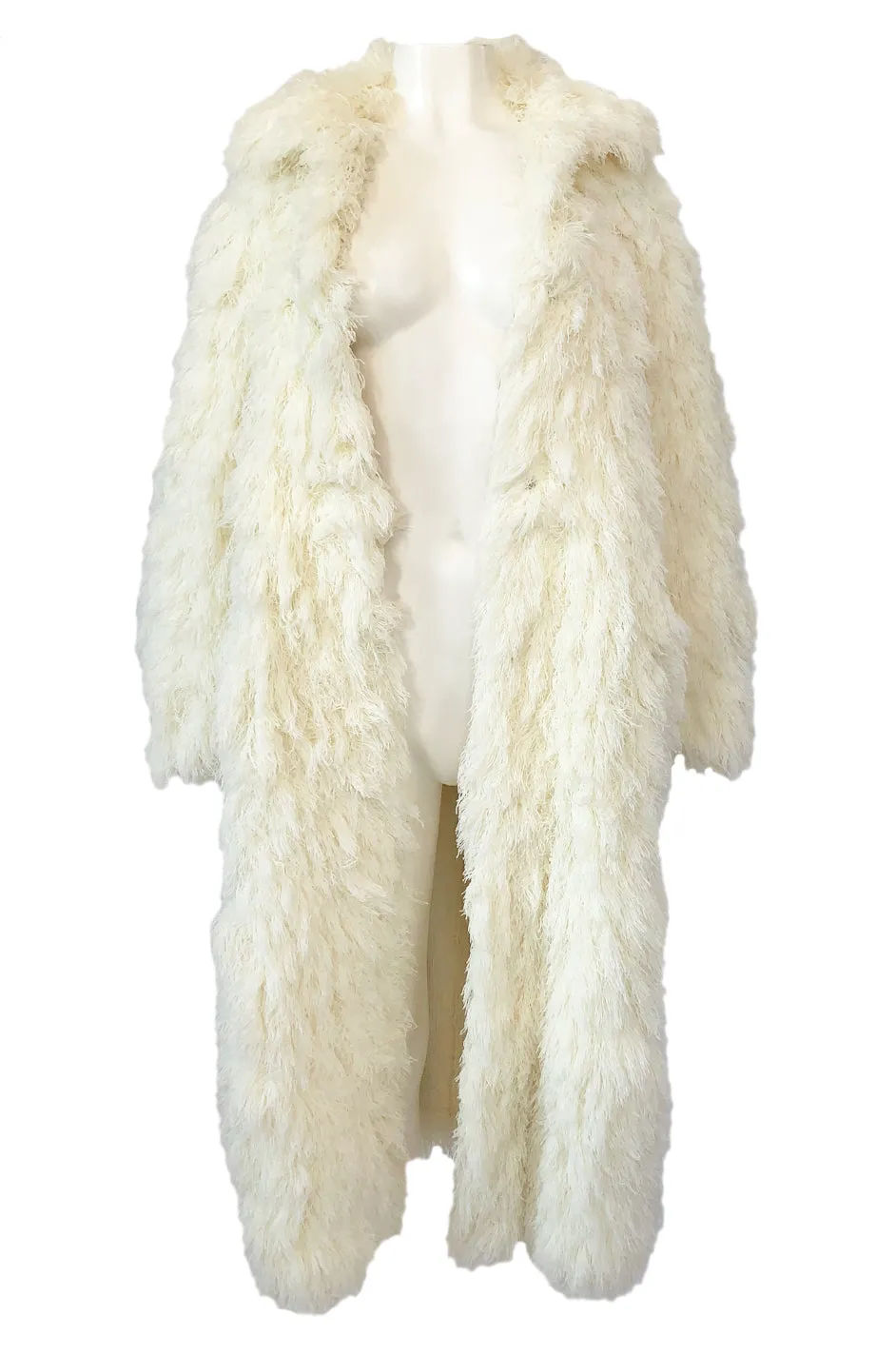 Incredible 1970s Arissa of France Ivory String 'Faux Fur' Alternative Coat