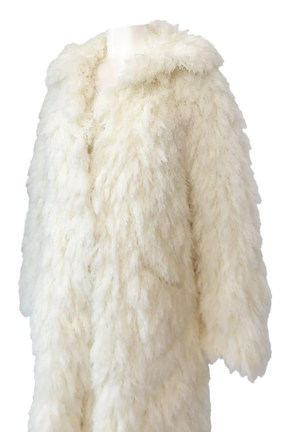 Incredible 1970s Arissa of France Ivory String 'Faux Fur' Alternative Coat