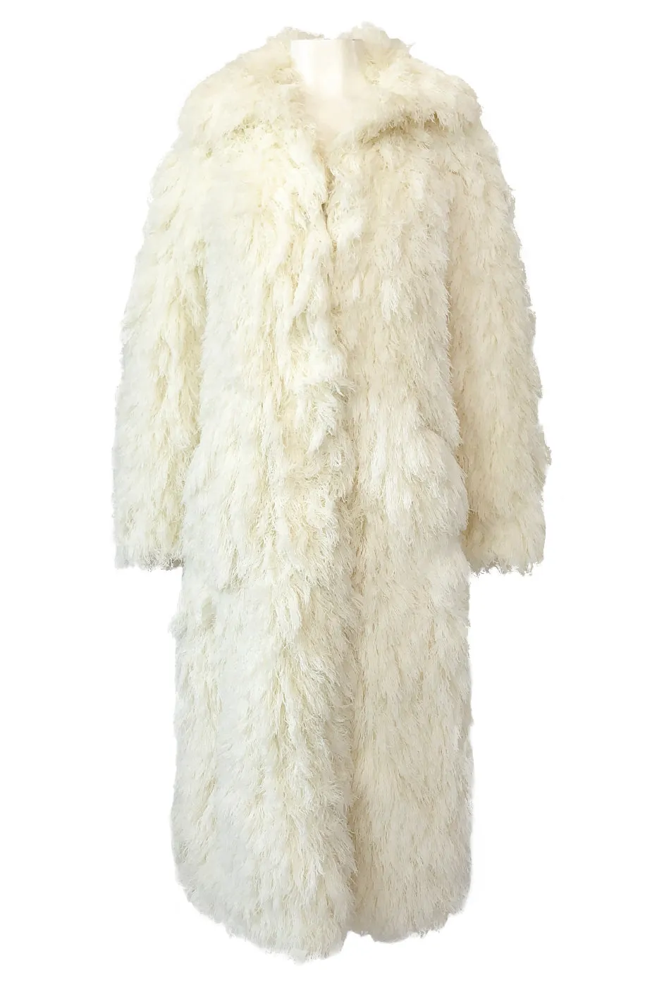 Incredible 1970s Arissa of France Ivory String 'Faux Fur' Alternative Coat