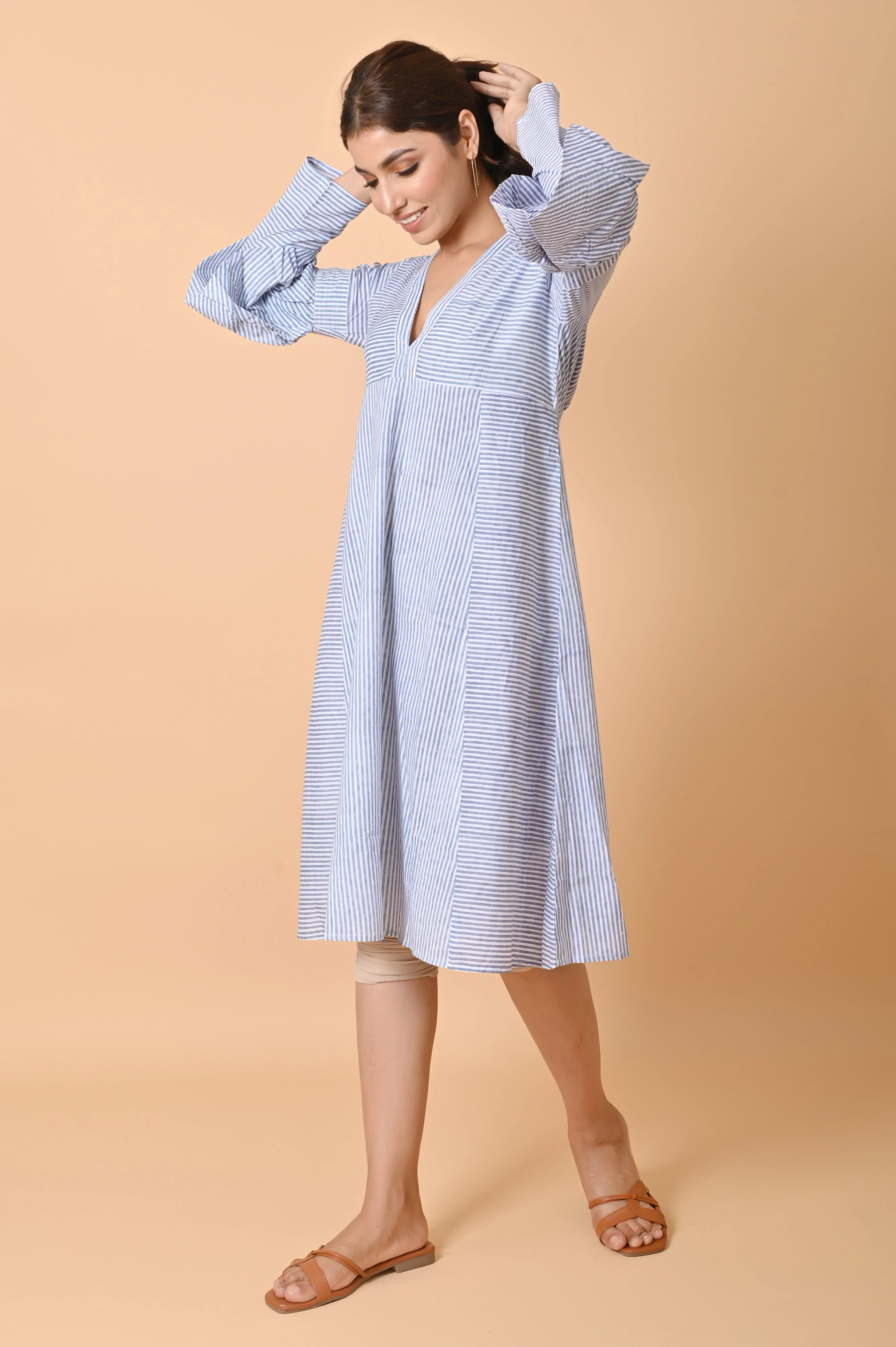 Indian Hand Block print cotton midi dress