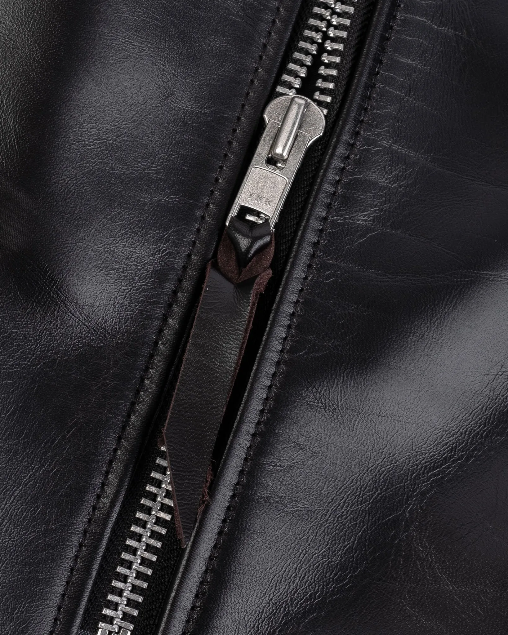Japanese Horsehide Rider’s Jacket with Collar - Black (Tea-Core Dyed)