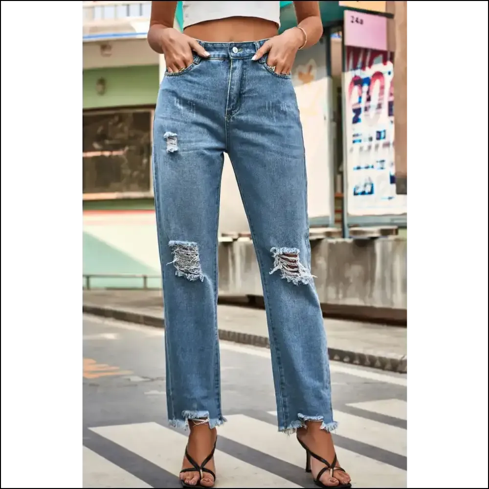 Jeans: Meet your New Bestie, the Distressed Buttoned Loose Fit Wonder! 😂👖