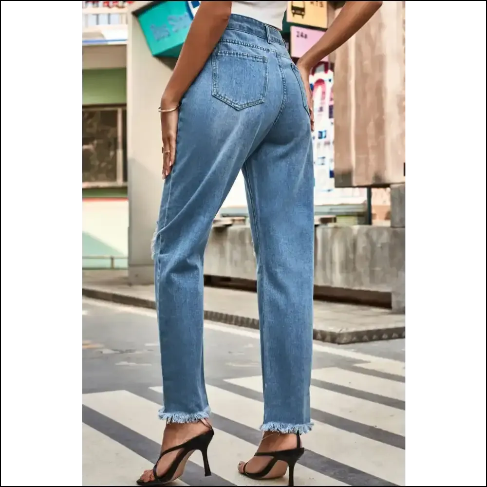 Jeans: Meet your New Bestie, the Distressed Buttoned Loose Fit Wonder! 😂👖