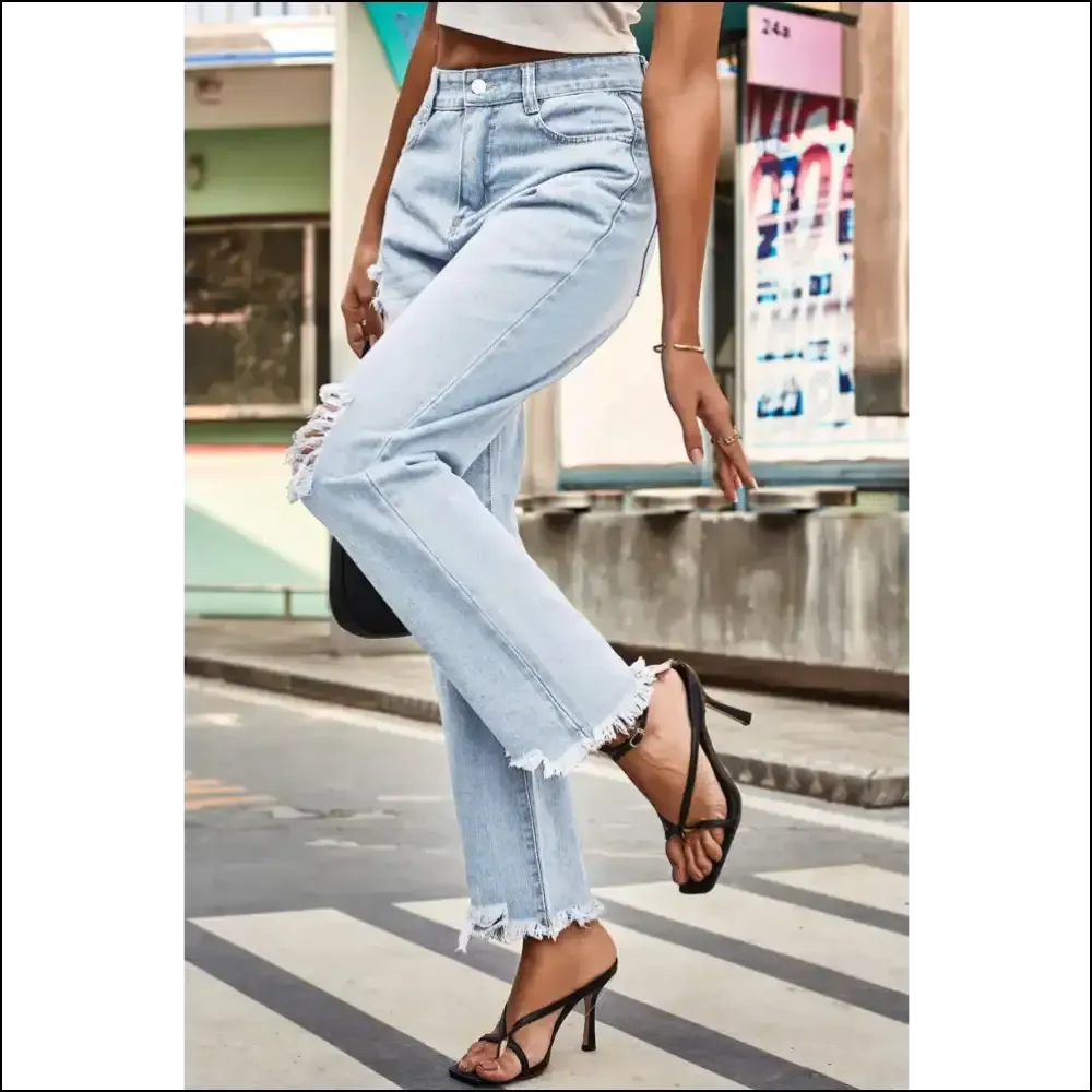Jeans: Meet your New Bestie, the Distressed Buttoned Loose Fit Wonder! 😂👖