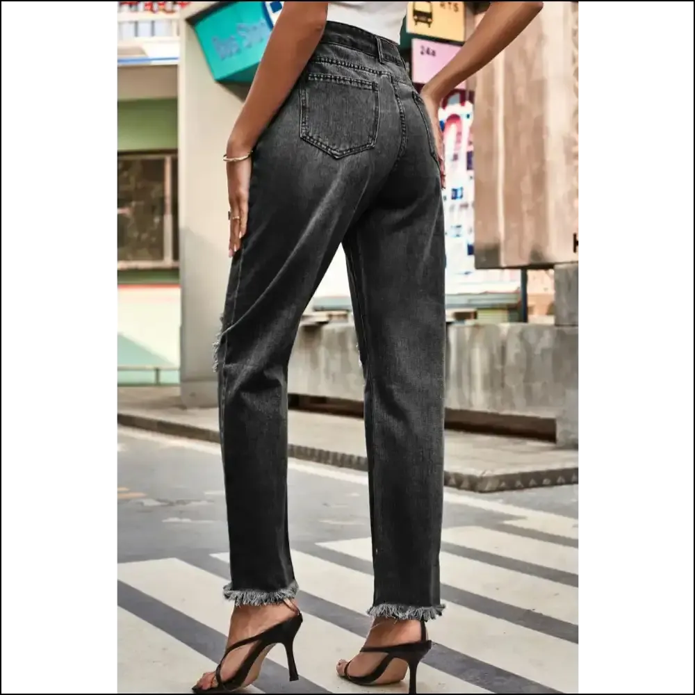 Jeans: Meet your New Bestie, the Distressed Buttoned Loose Fit Wonder! 😂👖