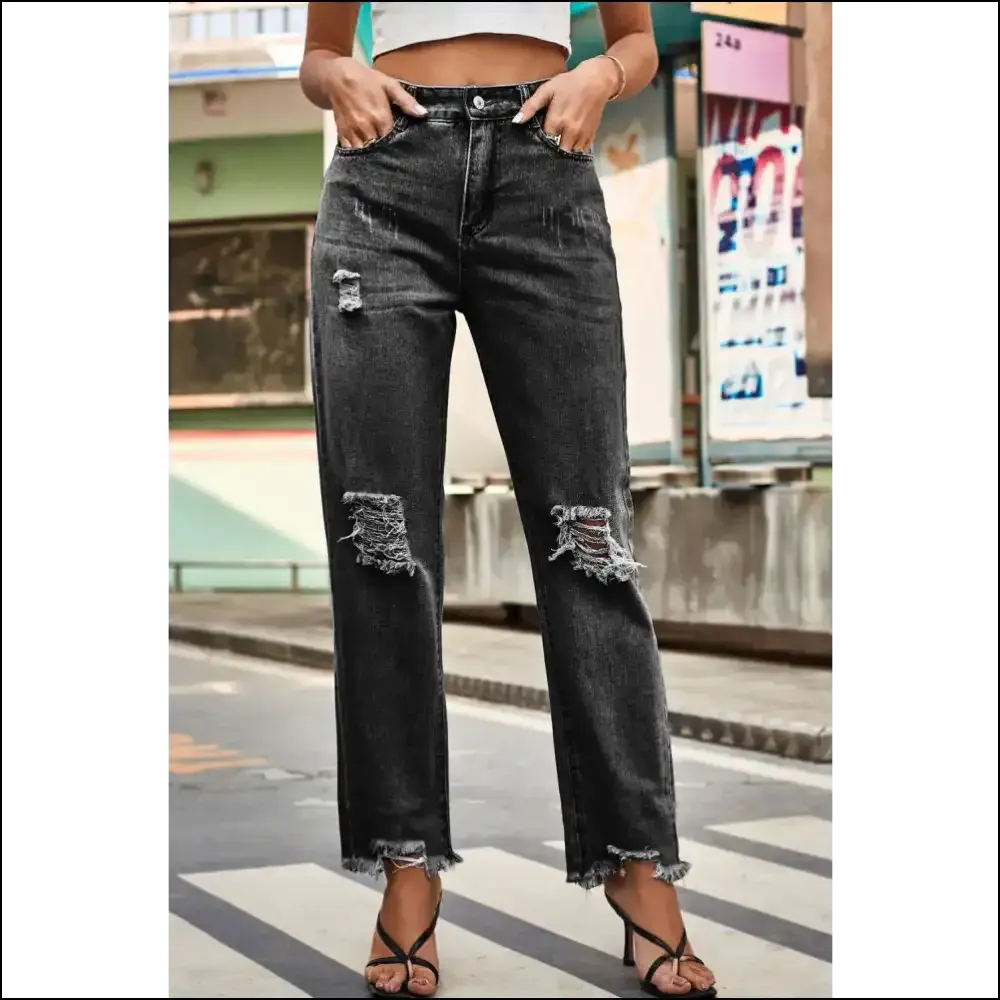 Jeans: Meet your New Bestie, the Distressed Buttoned Loose Fit Wonder! 😂👖