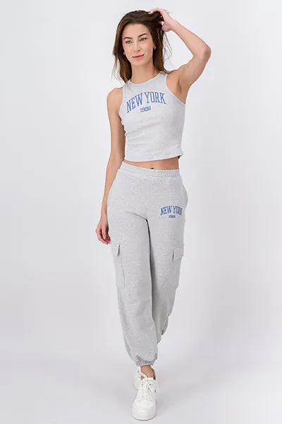 Jogger cargo estampado New York