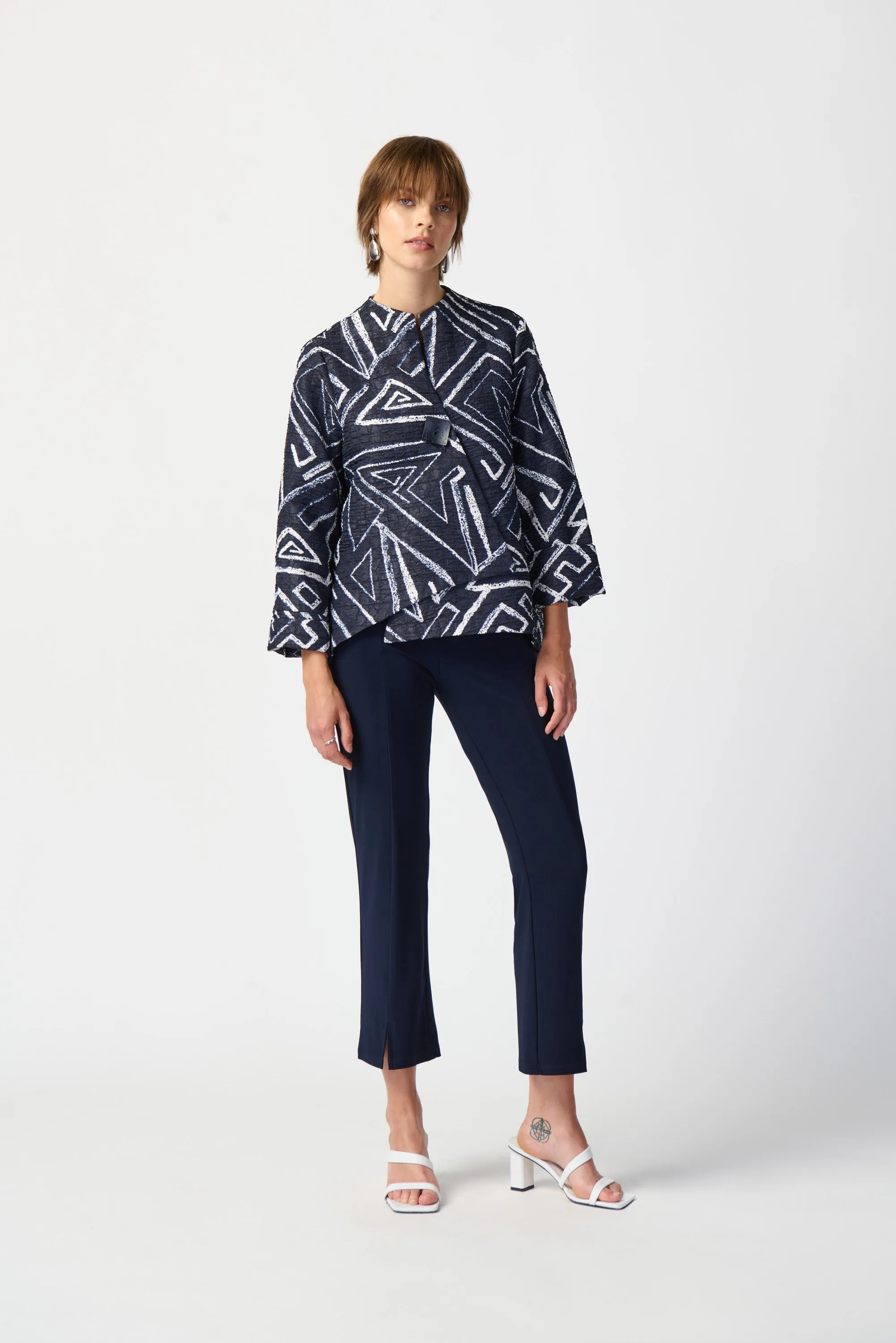 JOSEPH RIBKOFF - Geometric Print Woven Jacquard Swing Jacket - 241291