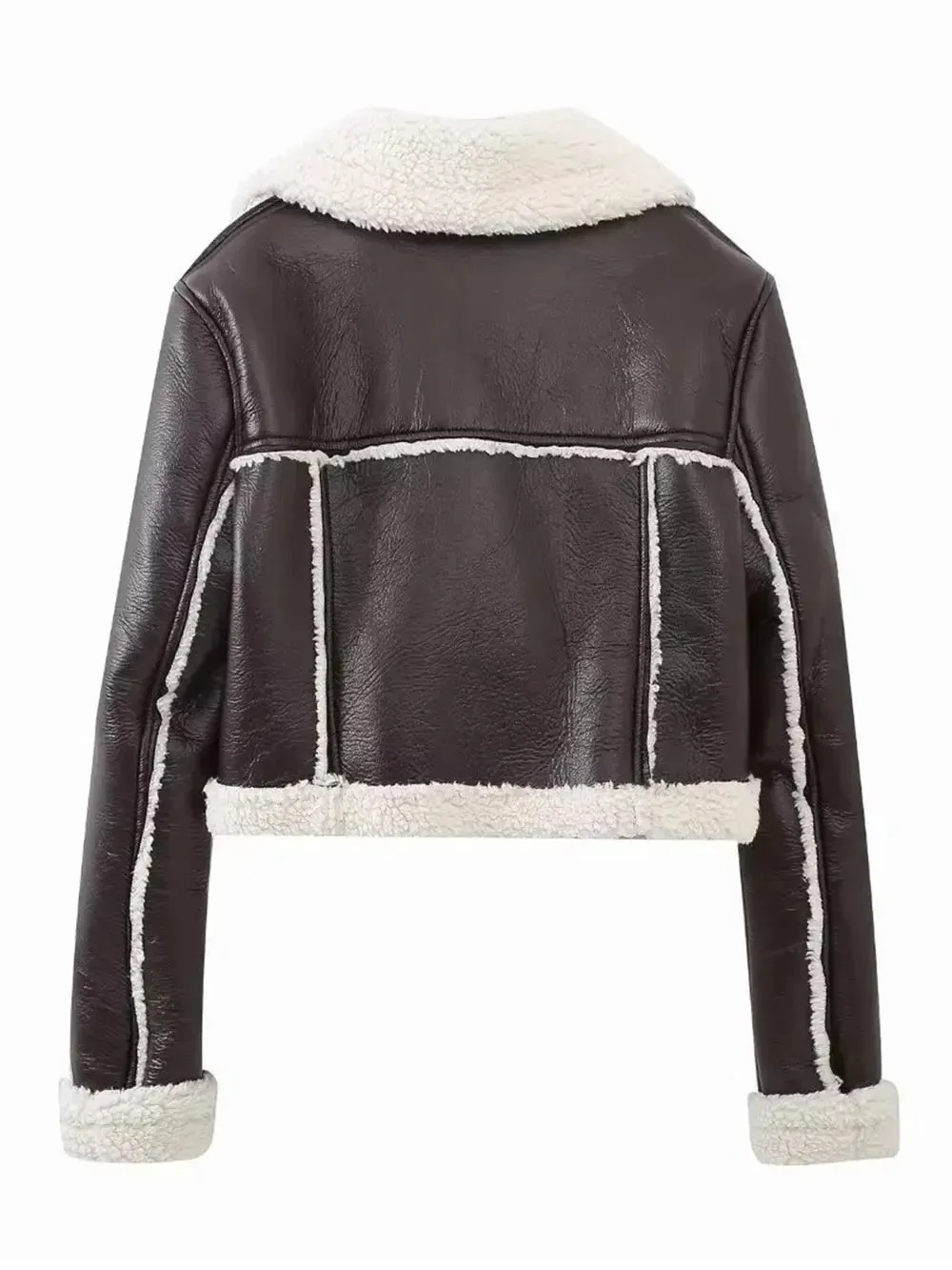 'Josselyn' Faux Fur Cropped Leather Jacket