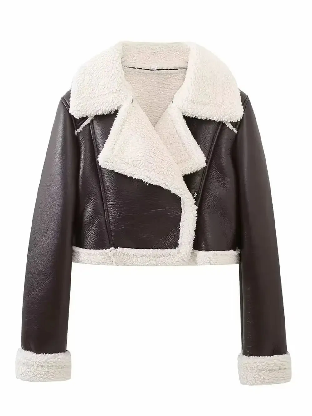 'Josselyn' Faux Fur Cropped Leather Jacket