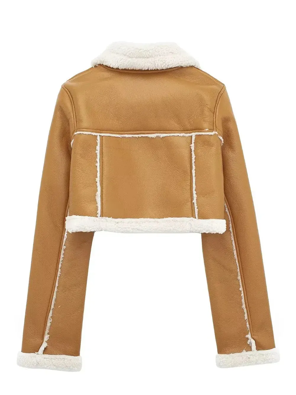 'Josselyn' Faux Fur Cropped Leather Jacket