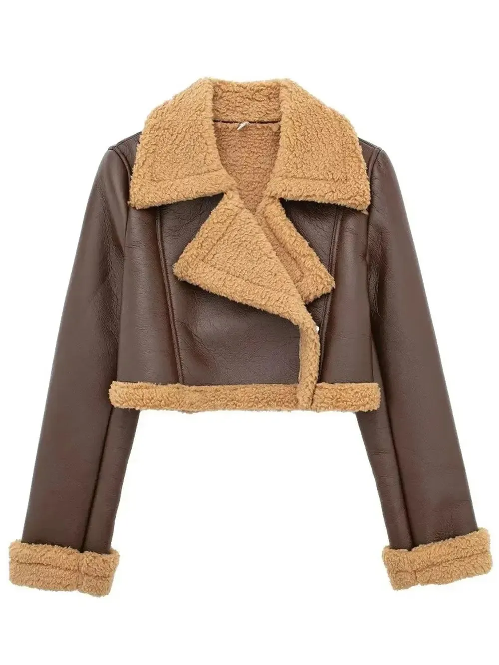 'Josselyn' Faux Fur Cropped Leather Jacket