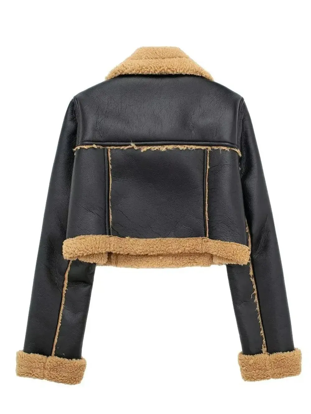 'Josselyn' Faux Fur Cropped Leather Jacket