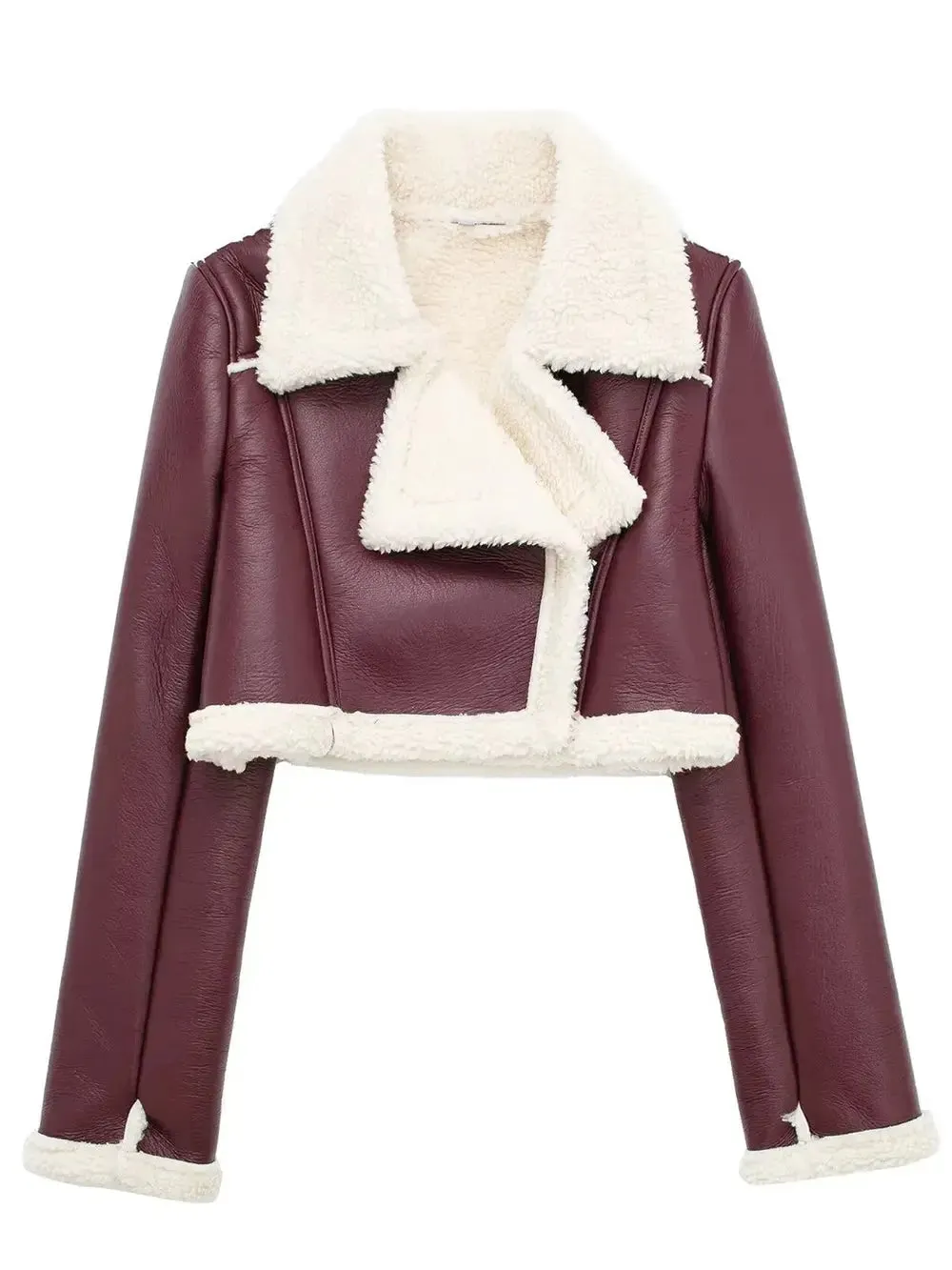 'Josselyn' Faux Fur Cropped Leather Jacket