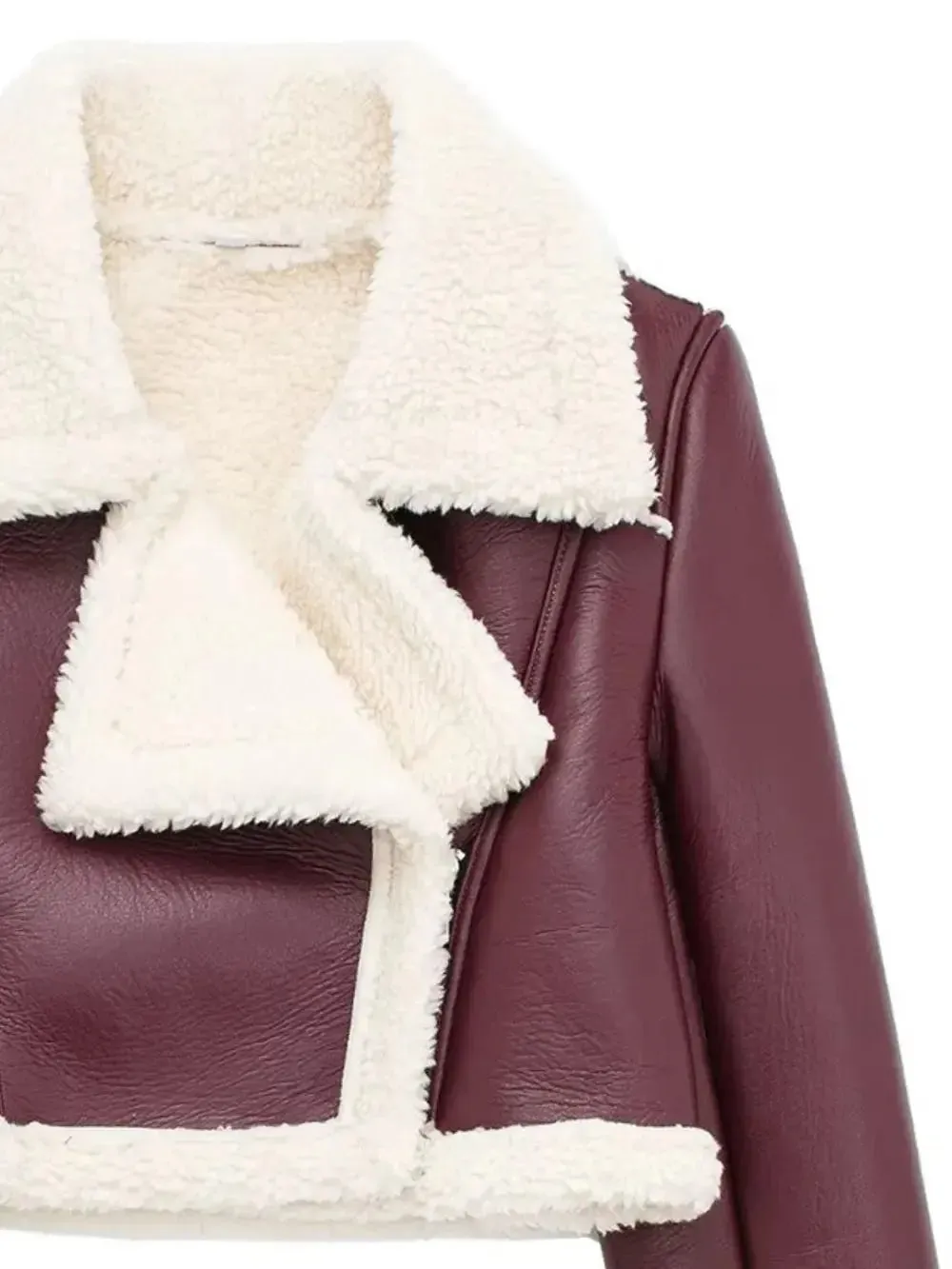 'Josselyn' Faux Fur Cropped Leather Jacket