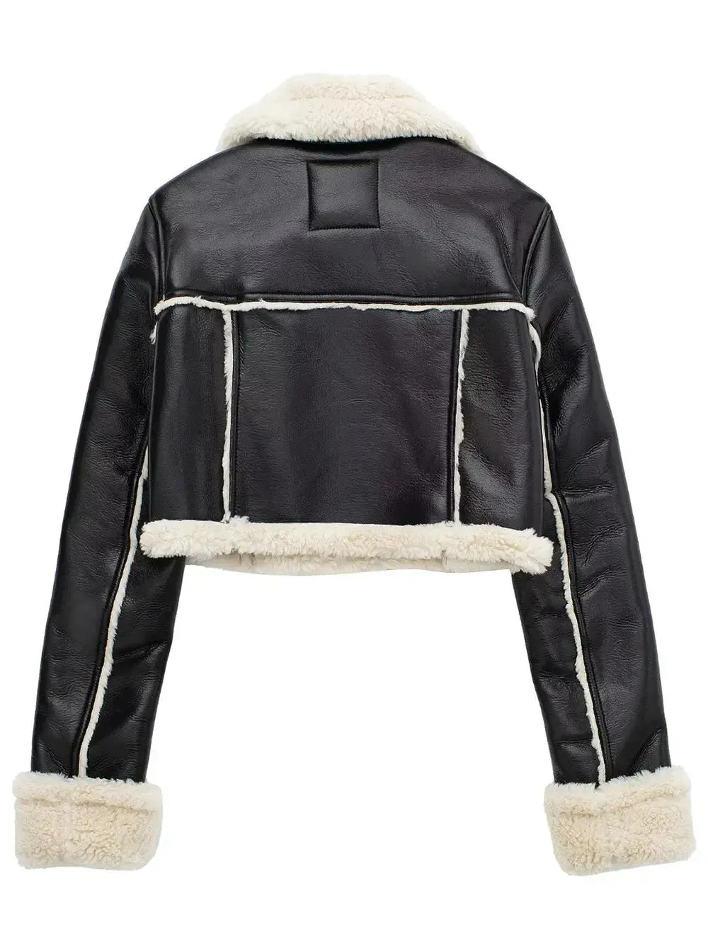'Josselyn' Faux Fur Cropped Leather Jacket