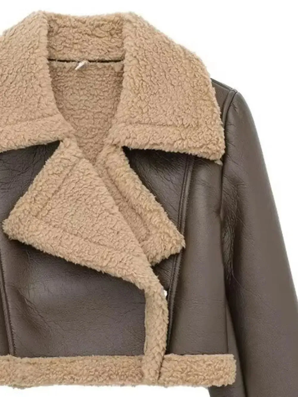 'Josselyn' Faux Fur Cropped Leather Jacket