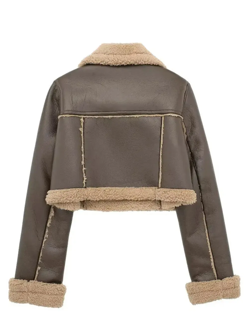 'Josselyn' Faux Fur Cropped Leather Jacket