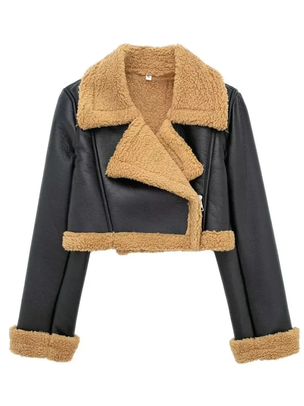 'Josselyn' Faux Fur Cropped Leather Jacket
