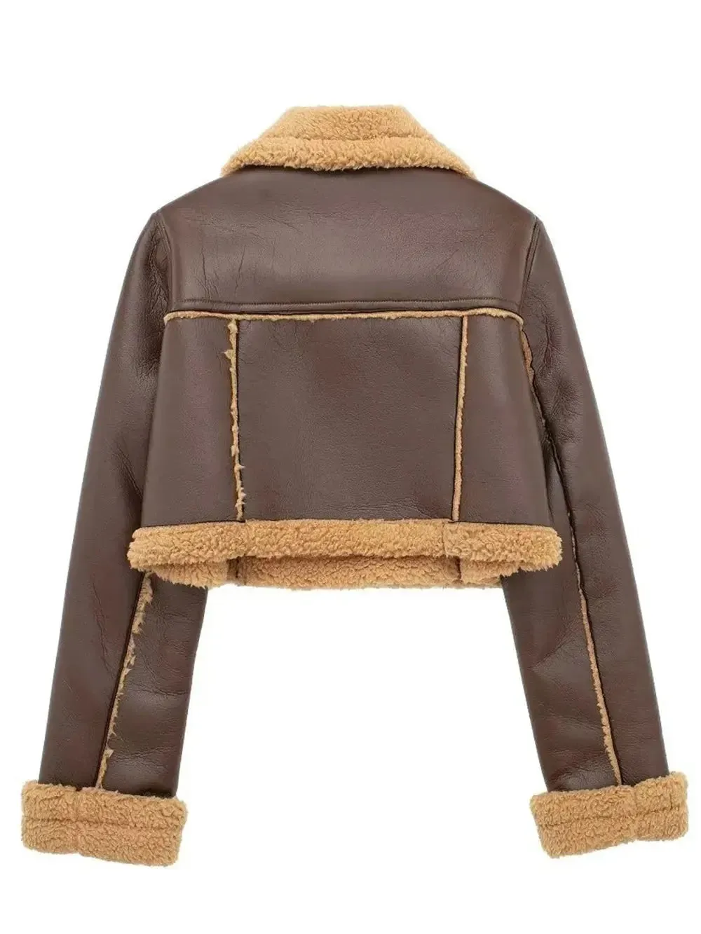 'Josselyn' Faux Fur Cropped Leather Jacket