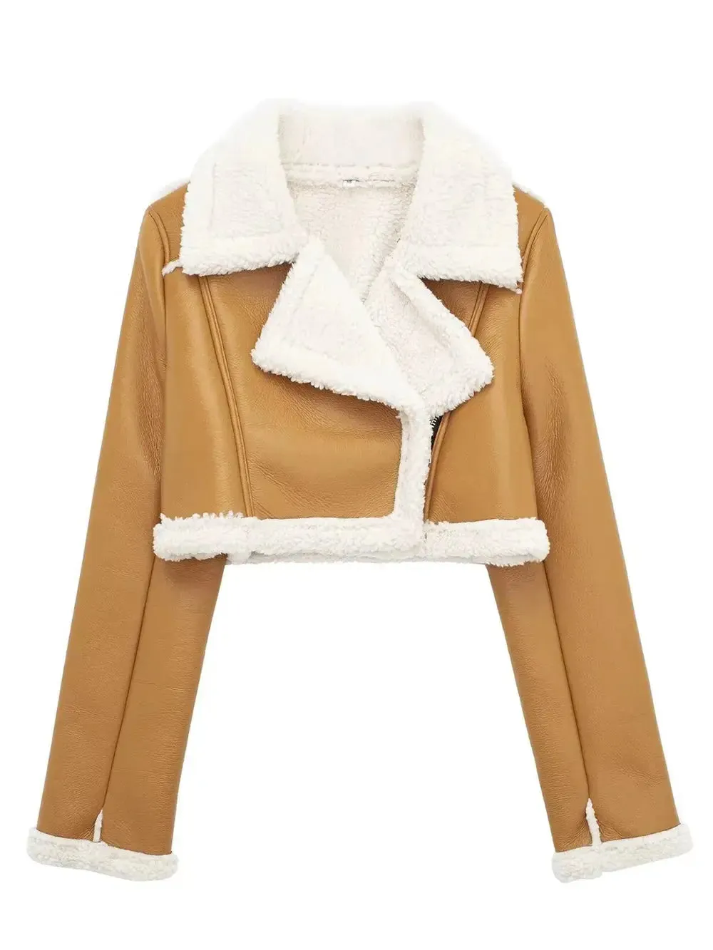 'Josselyn' Faux Fur Cropped Leather Jacket